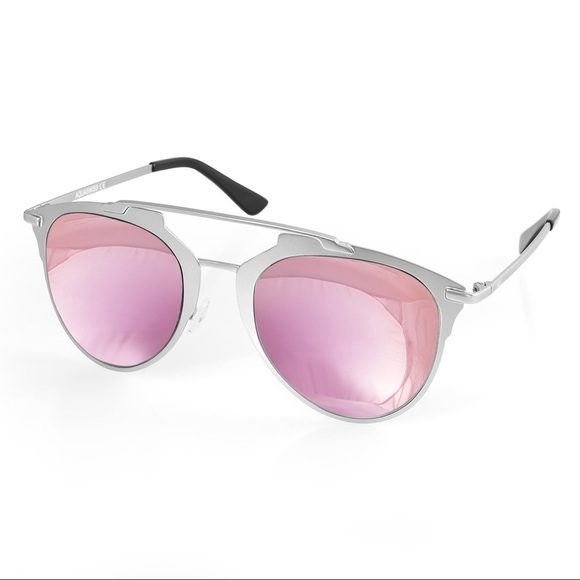 AQS Al009-52-12-144 ALFIE 52MM Aviator Sunglasses Silver-Tone Purple Lenses - Picture 2 of 5